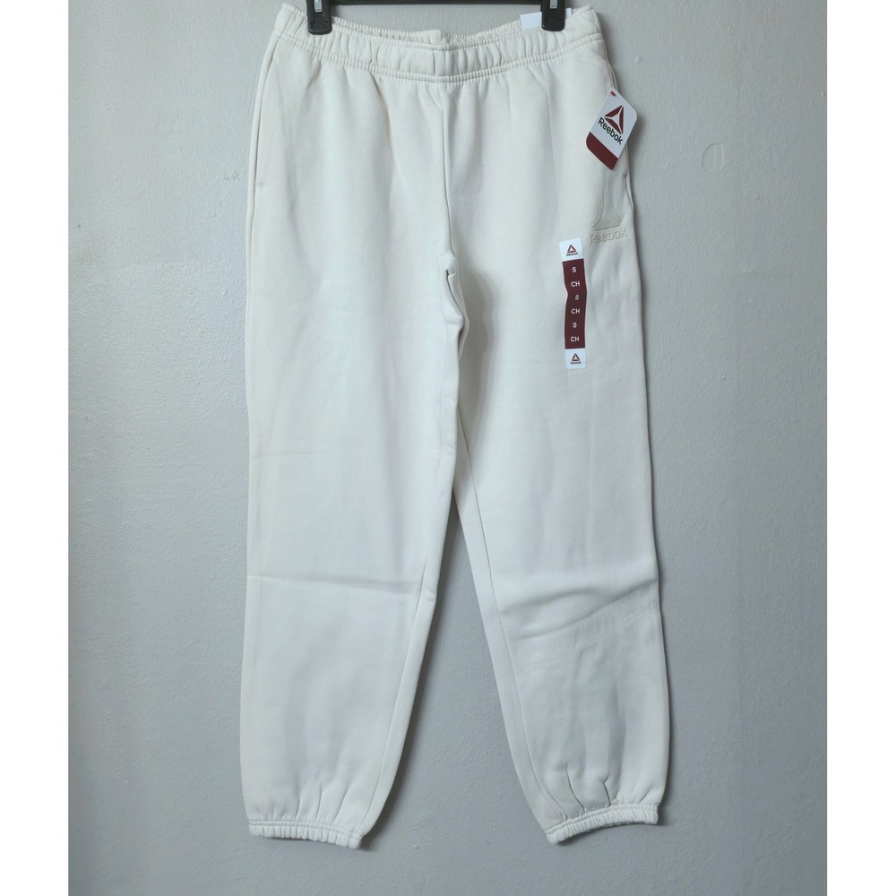 Reebok Table Jogger Sweatpants Pumice Stone Cream Fleece Cuffed Mens Small NEW